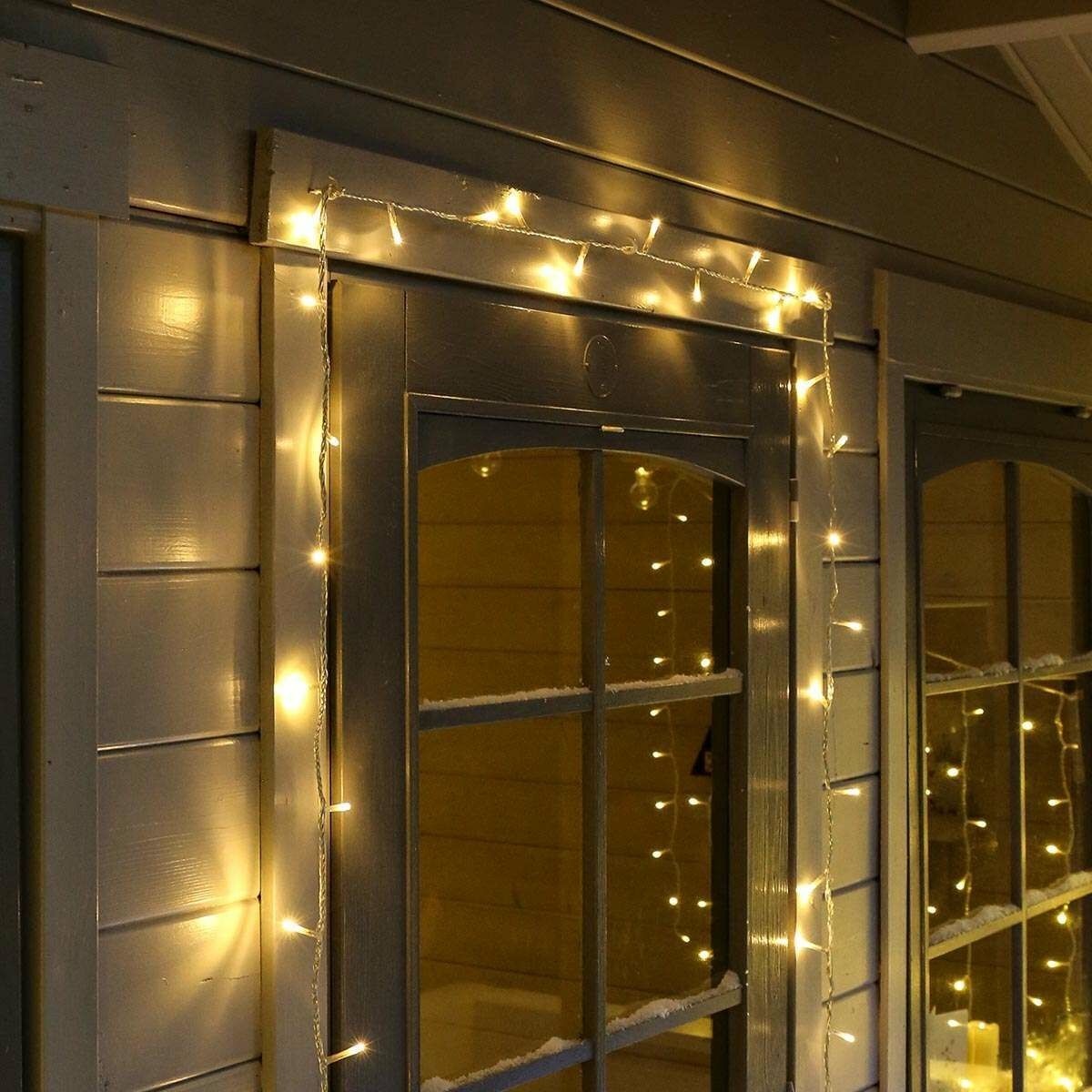 Instalatie Craciun, 40 m, 400 Led-uri ,Liniara, Alb cald, 8 jocuri de lumini, Transformator cu telecomanda, Interconectabila, Prelungitor 3 m inclus, Fir Transparent, Flippy - Image 4