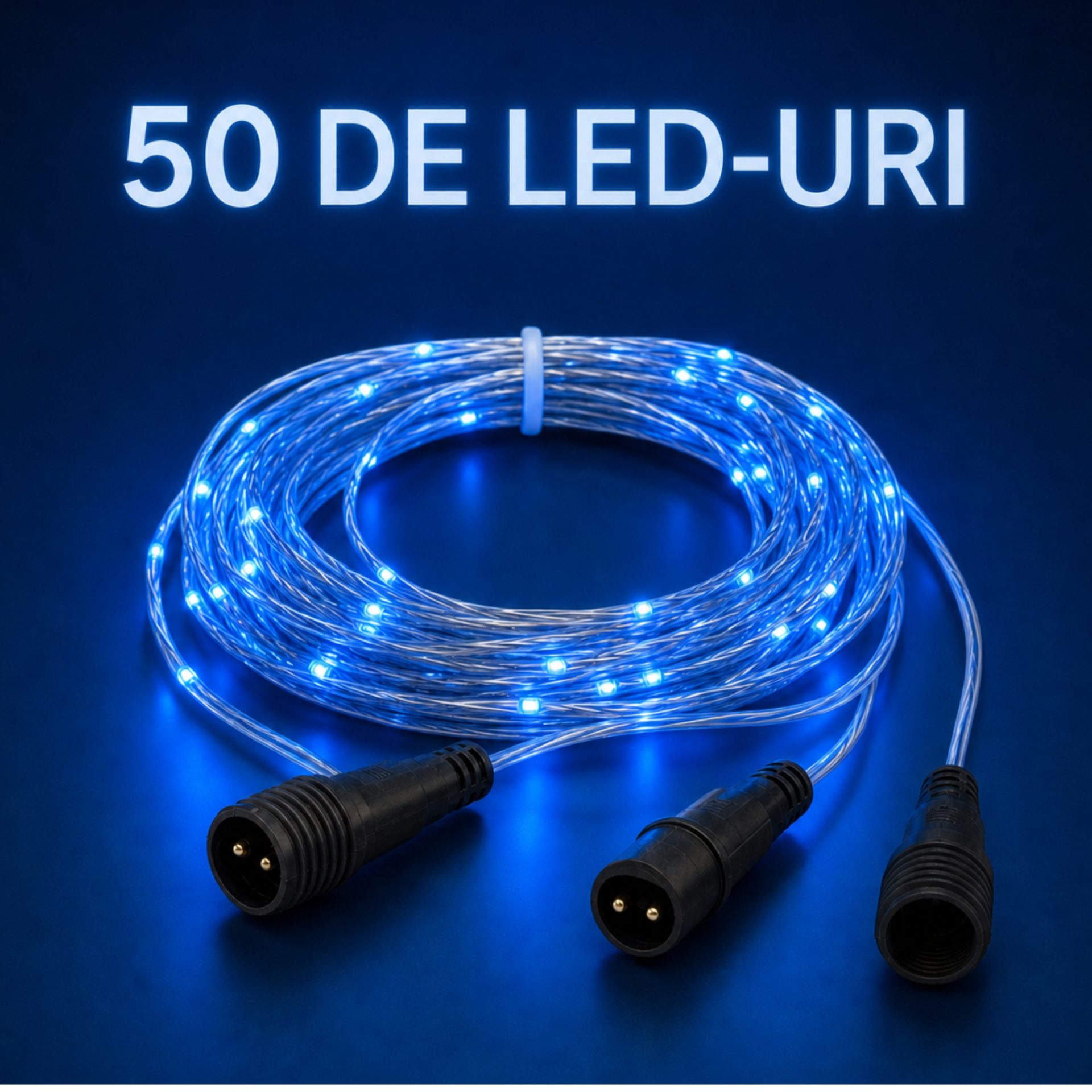 Instalatie Luminoasa de Craciun, Flippy, 50 m, 500 LED-uri, Lumina Albastra si Alb Cald, 8 Jocuri de Lumini, Interconectabila, cu Transformator, Prelungitor 3 m Inclus, Fir din Cupru - Image 4