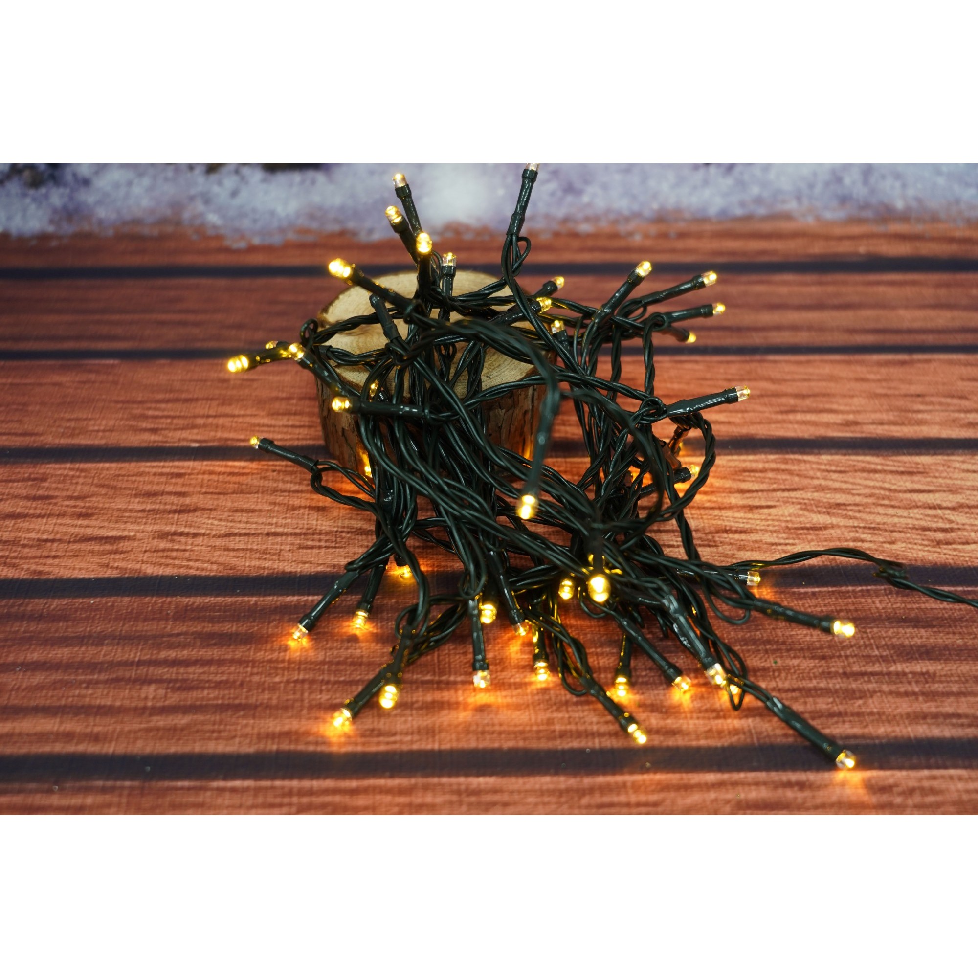 Instalatie Craciun, 8 metri, 50 de LED-uri, alb cald, telecomanda 8 functii, cu energie solara, fir negru, liniar, interior/exterior, Flippy - Image 5
