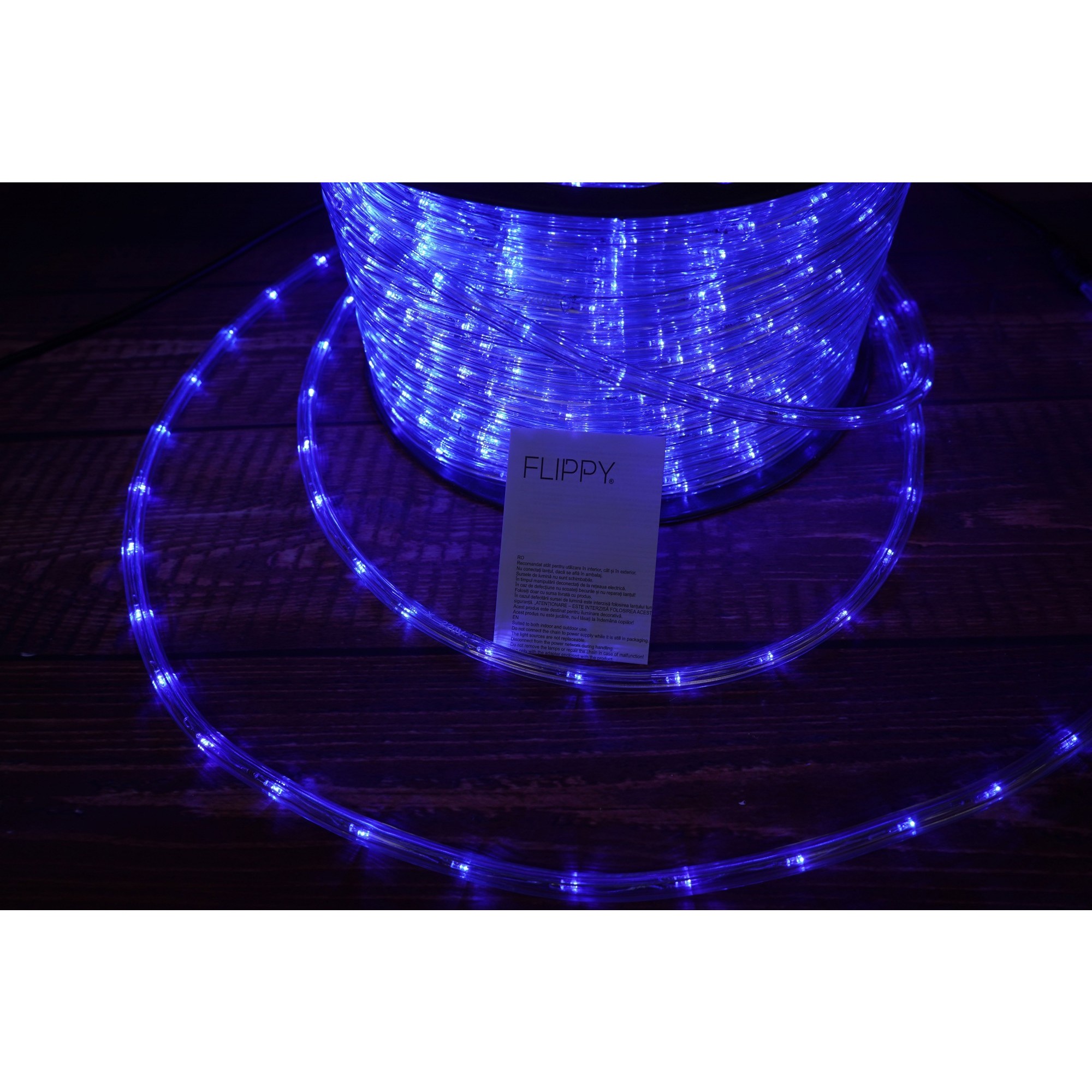 Instalatie Craciun, 8 m, 192 Led-uri, Furtun Luminos, Albastru, Transformator, 8 jocuri de lumini, Sectionabila, 220 V, Flippy - Image 4