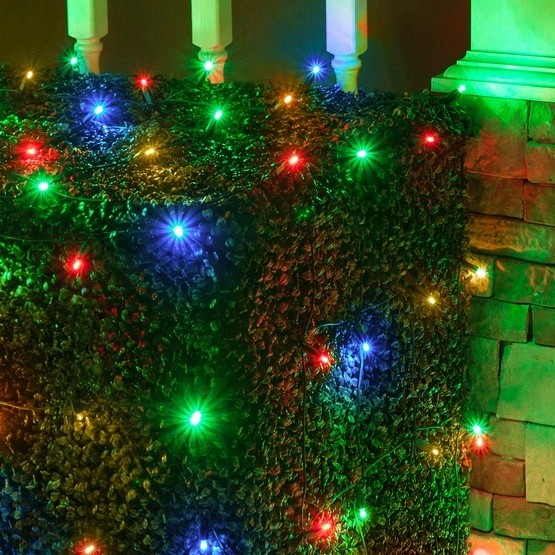 Instalatie Craciun, 90 m, 900 Led-uri ,Liniara, Rosu/Albastru/Rosu/Verde, Flash, Transformator, Interconectabila, Prelungitor 5 m inclus, Fir Verde, Flippy - Image 5