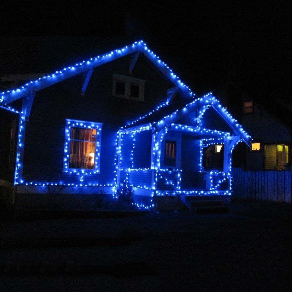 Instalatie Craciun, 95 m, 950 Led-uri ,Liniara, Albastru, 8 jocuri de lumini, Transformator, Interconectabila, Prelungitor 3 m inclus, Fir Verde, Flippy - Image 2