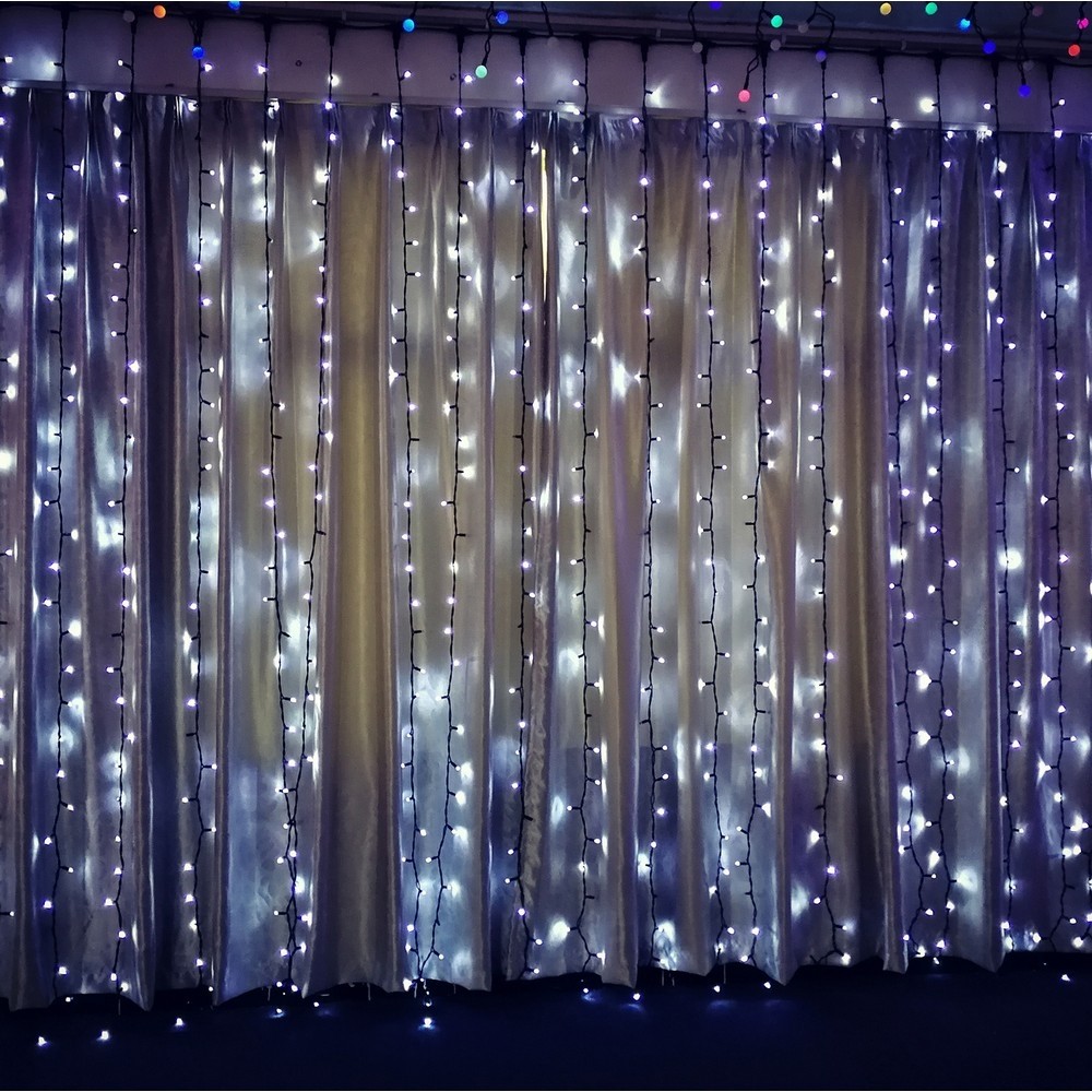 Instalatie Craciun Profesionala de Exterior IP65, Tip Perdea, 19m x 2m, 3800 Led-uri Mari, Alb rece, cu flash, Alimentator si prelungitor 6,5 m, Interconectabila, Fir negru, Flippy - Image 8