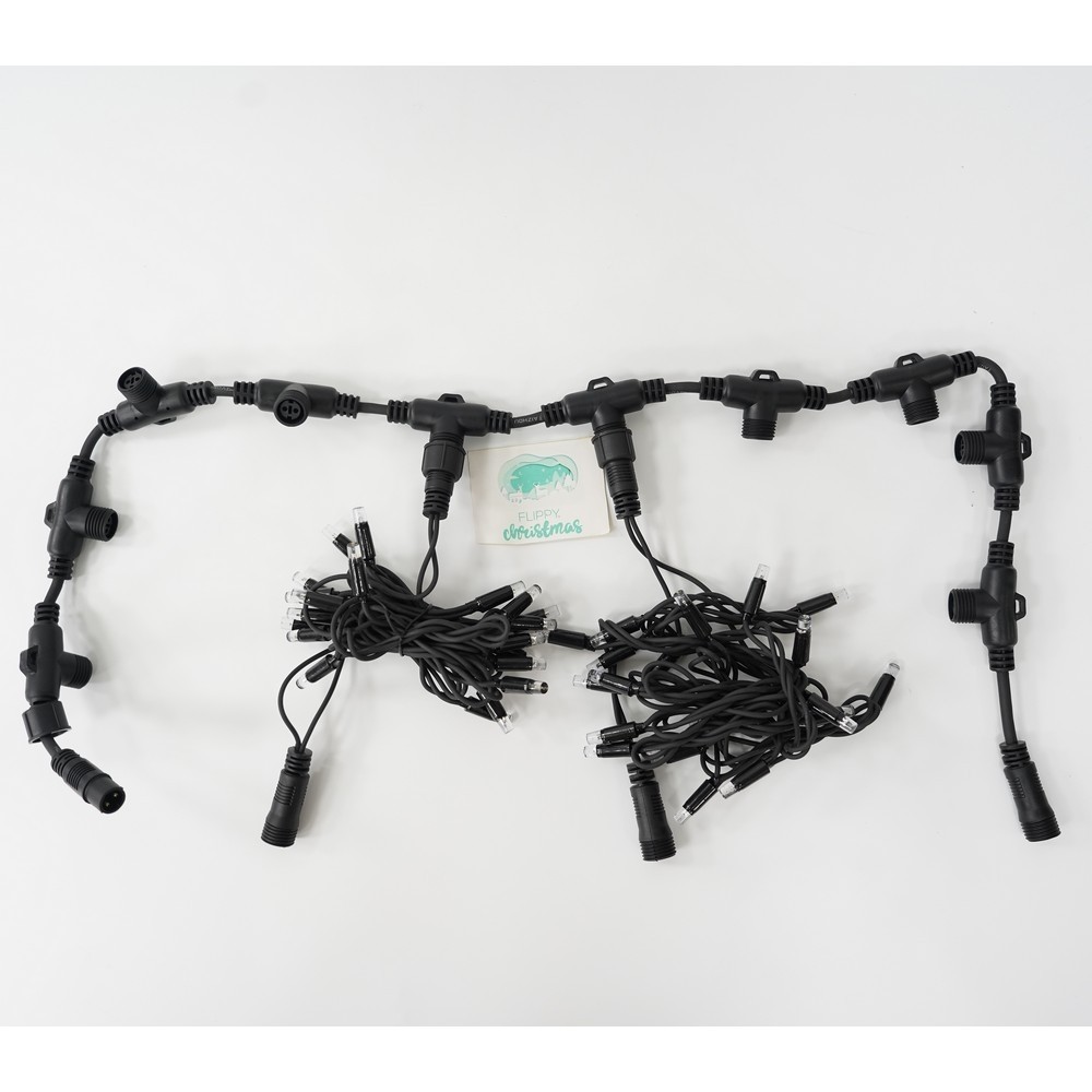 Instalatie Craciun Profesionala de Exterior IP65, Tip Perdea, 19m x 2m, 3800 Led-uri Mari, Alb rece, cu flash, Alimentator si prelungitor 6,5 m, Interconectabila, Fir negru, Flippy - Image 10