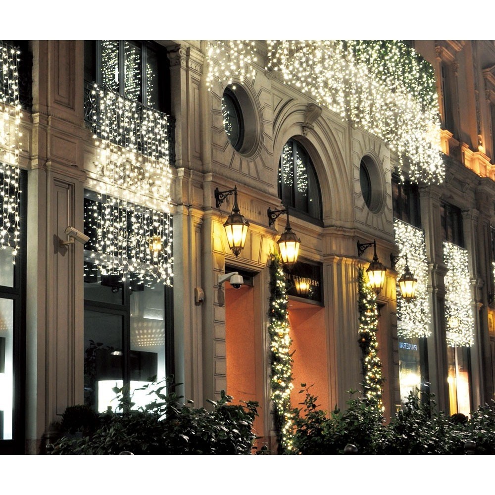 Instalatie Craciun Profesionala de Exterior IP65, Tip Perdea, 24m x 2m, 4800 Led-uri Mari, Alb rece, cu flash, Alimentator 1,5 m, Interconectabila, Fir negru, Flippy - Image 7