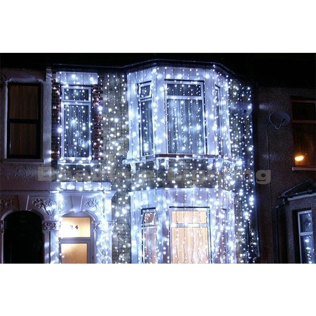 Instalatie Craciun Profesionala de Exterior IP65, Tip Perdea, 7m x 5m, 3500 Led-uri Mari, Alb rece, cu flash, Alimentator 1,5 m, Interconectabila, Fir negru, Flippy - Image 2