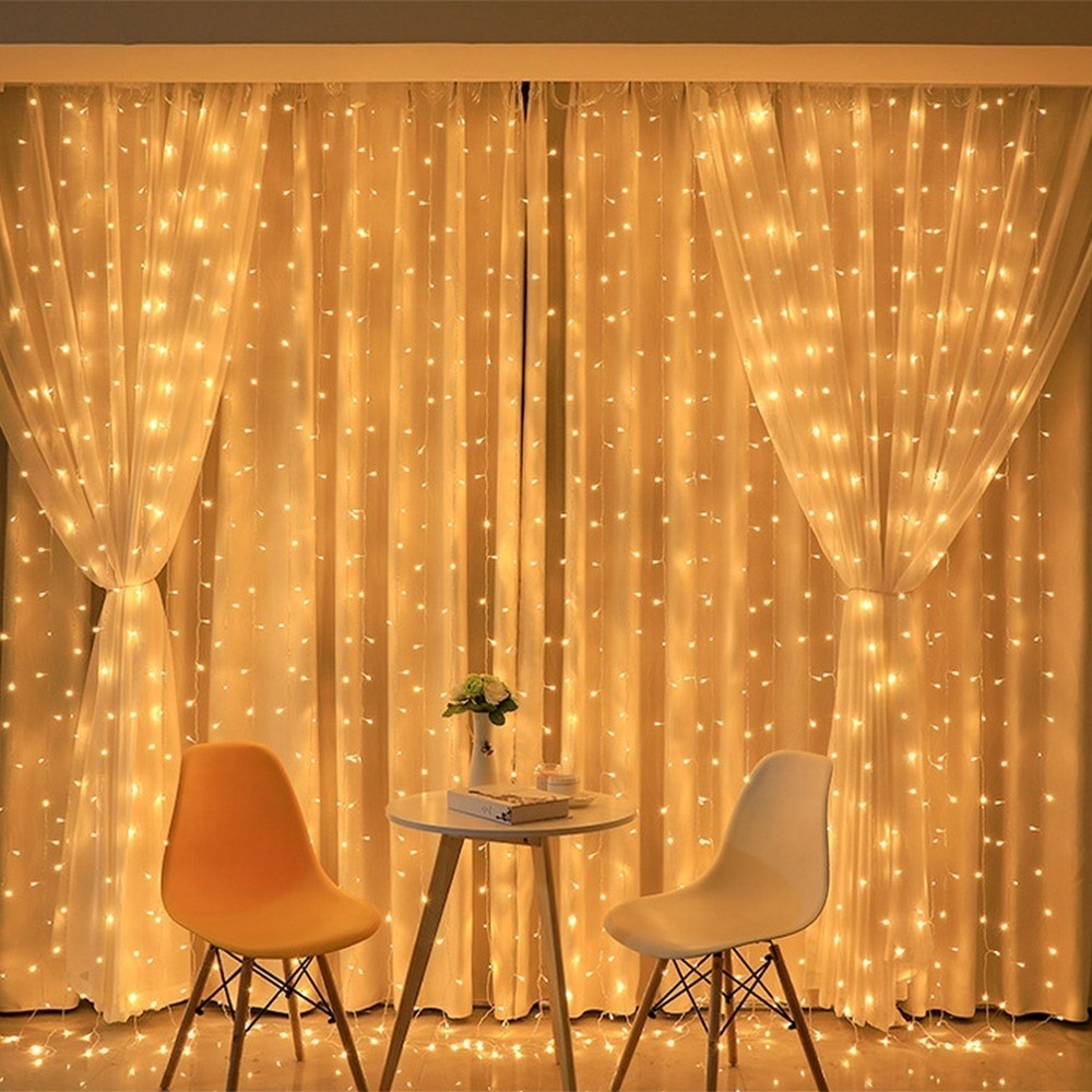 Instalatie Craciun, Tip Perdea, IP44, 10 m x 2 m, 1200 LED-uri, Alb cald, 8 jocuri de lumini, Transformator cu telecomanda, Interconectabila, Prelungitor 5 m inclus, Fir transparent, Interior/ Exterior, Flippy - Image 7