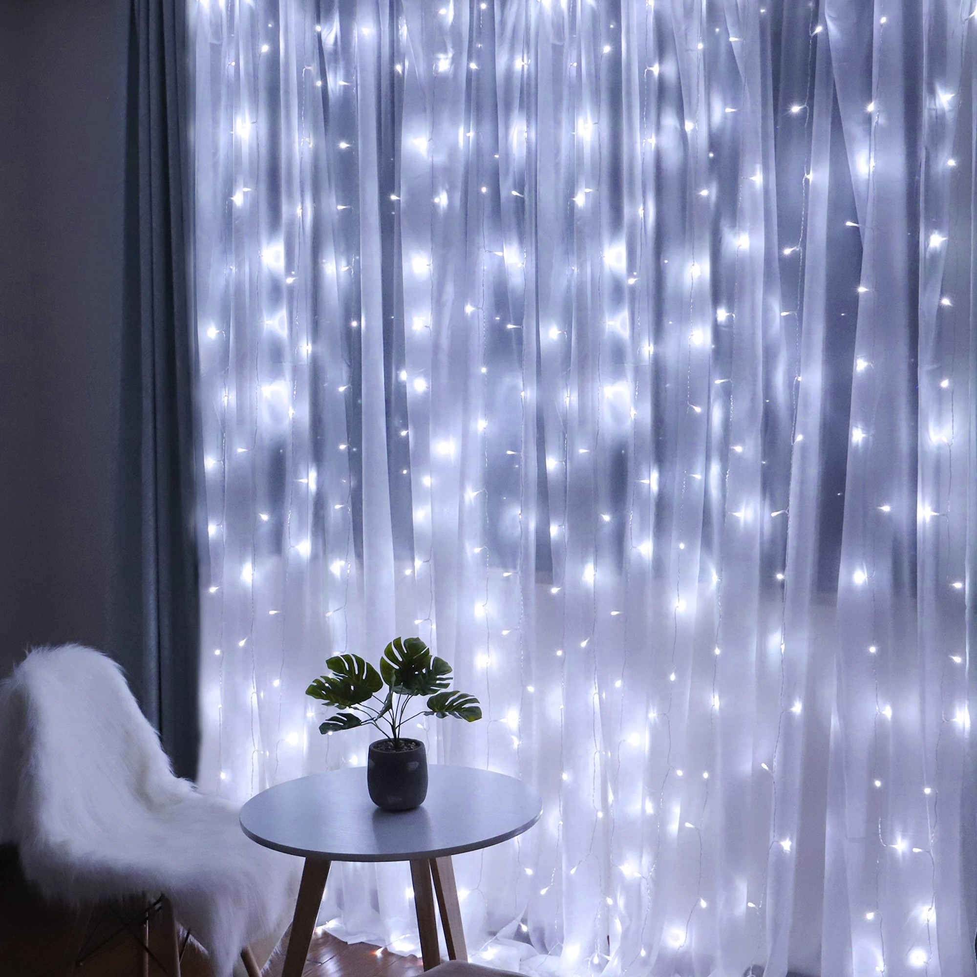 Instalatie Craciun, Tip Perdea, IP44, 10 m x 2 m, 1200 LED-uri, Alb rece, cu flash, Transformator, Interconectabila, Prelungitor 5 m inclus, Fir transparent, Interior/ Exterior, Flippy - Image 3