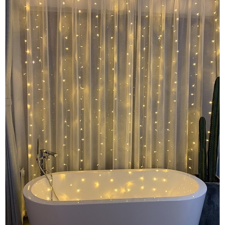 Instalatie Craciun, Tip Perdea, IP44, 2 m x 2 m, 240 LED-uri, Alb cald, 8 jocuri de lumini, Transformator, Interconectabila, Prelungitor 3 m inclus, Fir transparent, Interior/ Exterior, Flippy - Image 4