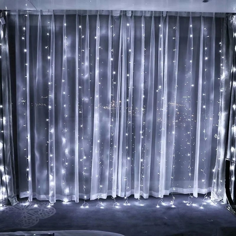Instalatie Craciun, Tip Perdea, IP44, 2 m x 2 m, 240 LED-uri, Alb rece, 8 jocuri de lumini, Transformator, Interconectabila, Prelungitor 3 m inclus, Fir transparent, Interior/ Exterior, Flippy - Image 2