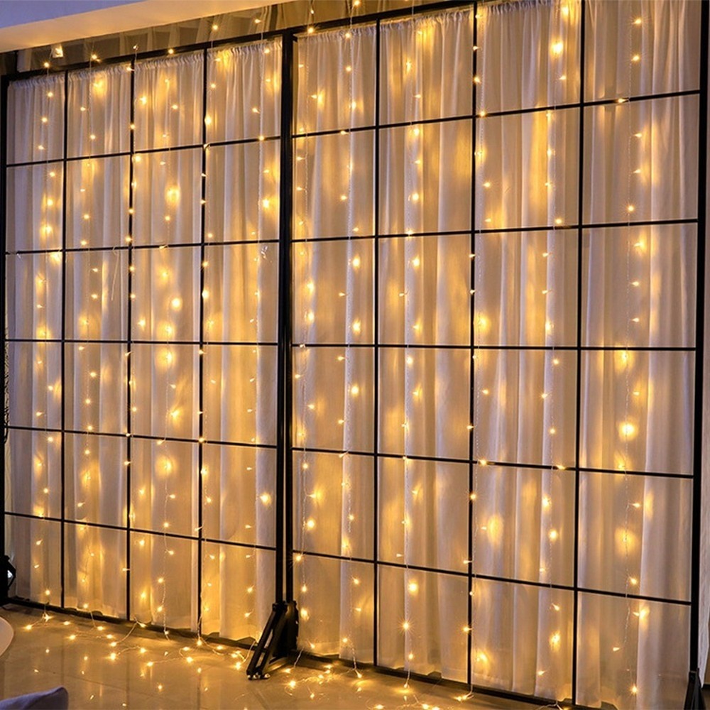 Instalatie Craciun, Tip Perdea, IP44, 6 m x 1 m, 360 LED-uri, Alb cald, cu flash, Transformator, Interconectabila, Prelungitor 5 m inclus, Fir transparent, Interior/ Exterior, Flippy - Image 7