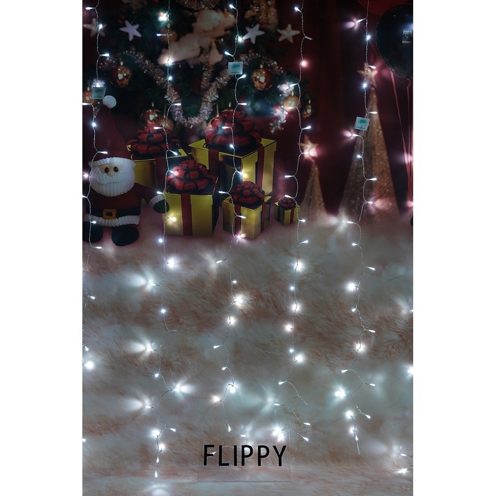 Instalatie Craciun, Tip Perdea, IP44, 6 m x 2 m, 720 LED-uri, Alb rece, cu flash, Transformator, Interconectabila, Prelungitor 5 m inclus, Fir transparent, Interior/ Exterior, Flippy - Image 10