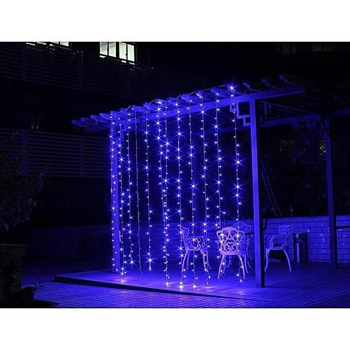 Instalatie Craciun, Tip Perdea, IP44, 6 m x 2 m, 720 LED-uri, Albastru, cu flash, Transformator cu telecomanda, Interconectabila, Prelungitor 5 m inclus, Fir transparent, Interior/ Exterior, Flippy - Image 3