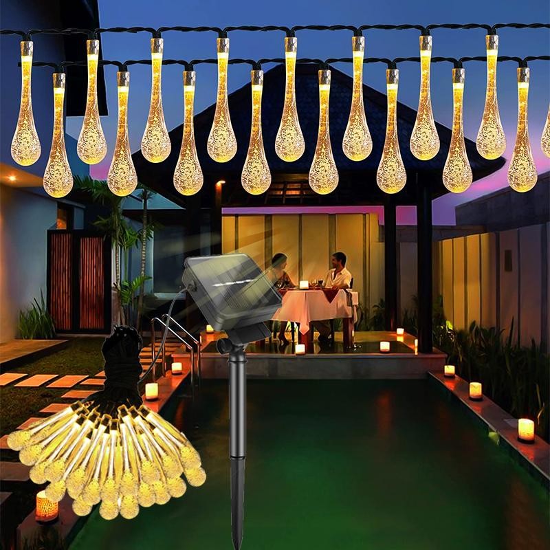 Instalatie Craciun, Tip Picaturi de apa, 20 Led-uri, 5 metri, Alb cald, Energie solara, Senzor de lumina, Flippy - Image 2