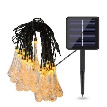 Instalatie Craciun, Tip Picaturi de apa, 20 Led-uri, 5 metri, Alb cald, Energie solara, Senzor de lumina, Flippy - Image 3
