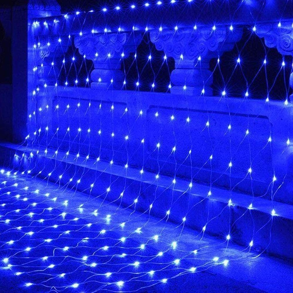 Instalatie Craciun, Tip Plasa, 12 m x 2 m, 960 LED-uri, Albastru, 8 jocuri de lumini, Transformator cu telecomanda, Interconectabila, Prelungitor 5 m inclus, Fir transparent, Flippy - Image 3