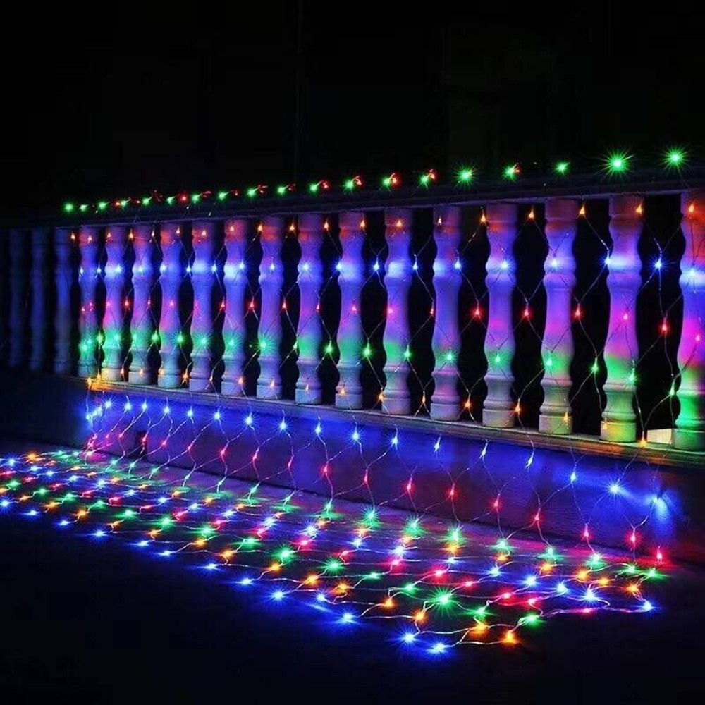 Instalatie Craciun, Tip Plasa, 13 m x 2 m, 1040 LED-uri, Multicolor, 8 jocuri de lumini, Transformator, Interconectabila, Prelungitor 3 m inclus, Fir transparent, Flippy - Image 3