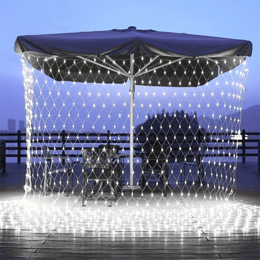 Instalatie Craciun, Tip Plasa, 3 m x 1.5 m, 240 LED-uri, Alb rece, 8 jocuri de lumini, Transformator, Interconectabila, Prelungitor 5 m inclus, Fir transparent, Flippy - Image 3