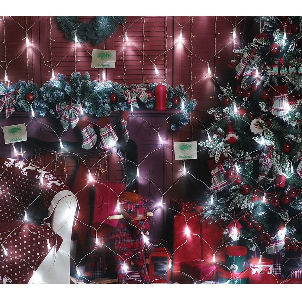 Instalatie Craciun, Tip Plasa, 3 m x 1.5 m, 240 LED-uri, Alb rece, 8 jocuri de lumini, Transformator, Interconectabila, Prelungitor 5 m inclus, Fir transparent, Flippy - Image 5