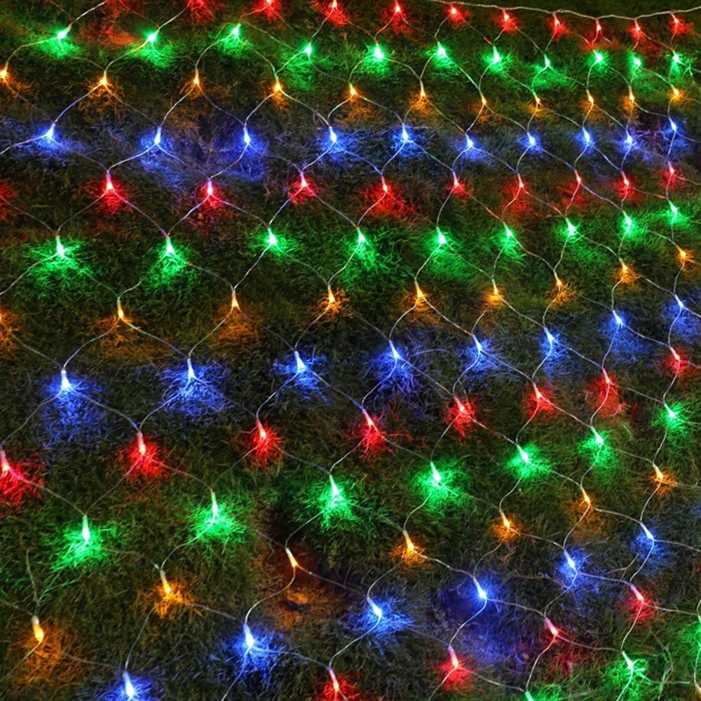 Instalatie Craciun, Tip Plasa, 4 m x 2 m, 320 LED-uri, Multicolor, 8 jocuri de lumini, Transformator, Interconectabila, Prelungitor 5 m inclus, Fir transparent, Flippy - Image 5