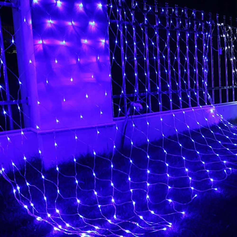 Instalatie Craciun, Tip Plasa, 9 m x 1.5 m, 720 LED-uri, Albastru, 8 jocuri de lumini, Transformator, Interconectabila, Prelungitor 5 m inclus, Fir transparent, Flippy - Image 4
