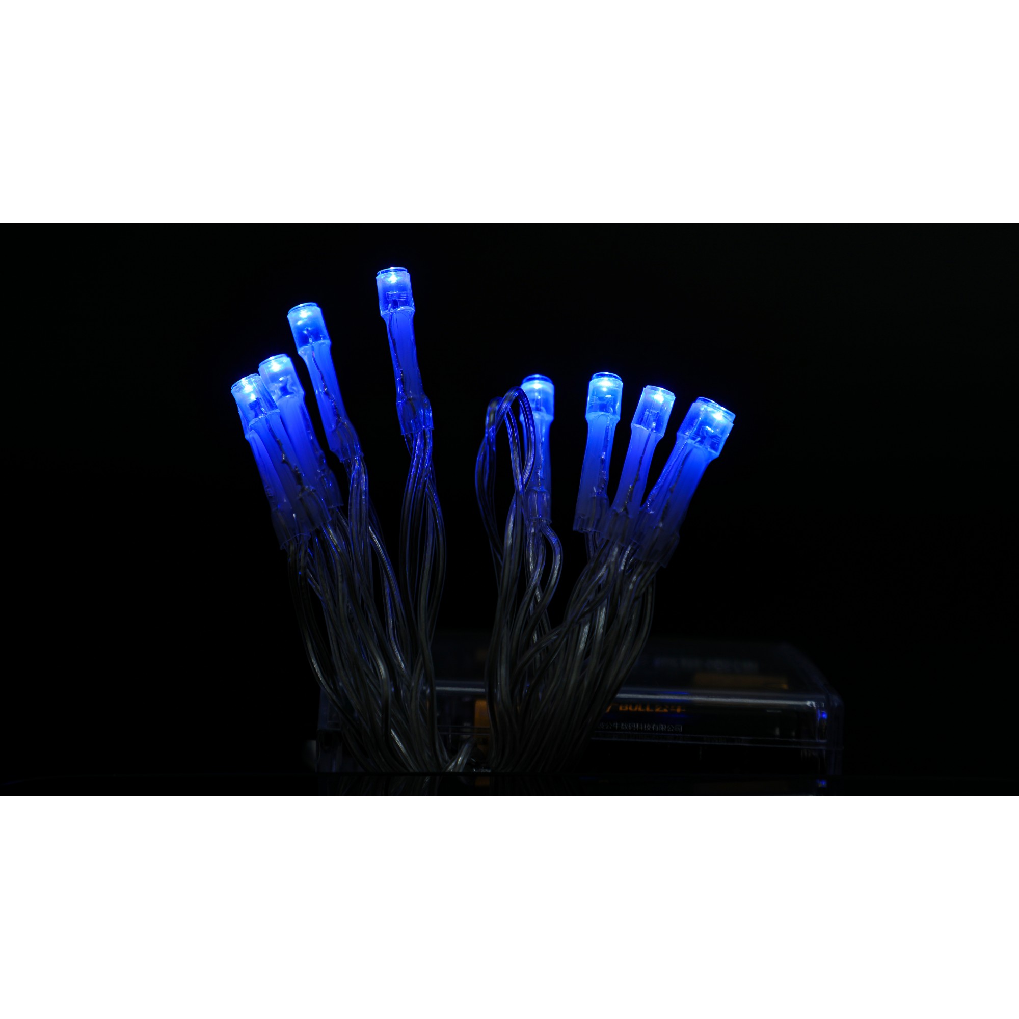 Instalatie de Craciun cu Baterii Tip Liniar, 2 jocuri de lumini, Fir transparent 1 m 10 LED -uri, Albastru - Image 2