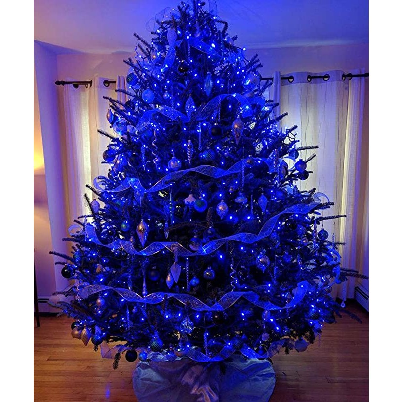 Instalatie de Craciun cu Baterii Tip Liniar, 2 jocuri de lumini, Fir transparent 1 m 10 LED -uri, Albastru - Image 3