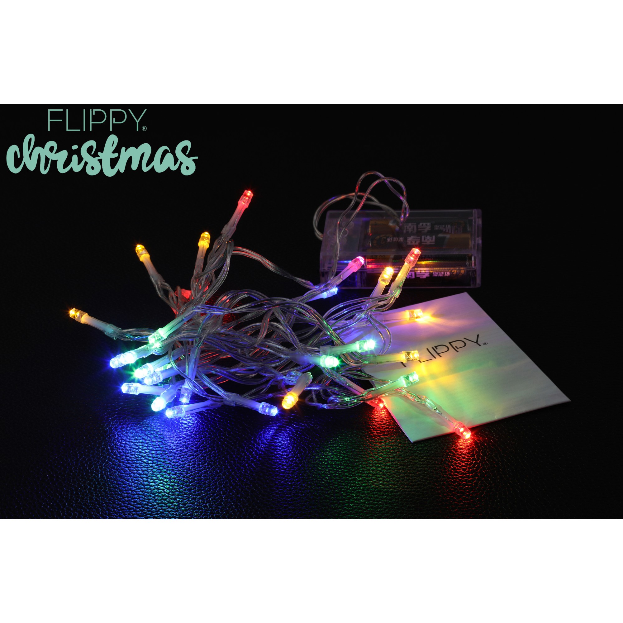Instalatie de Craciun, Liniara, 1 m, Baterii, 10 LED-uri, Multicolor, 2 Jocuri de Lumini, Fir Transparent, Interior/Exterior, Flippy - Image 5