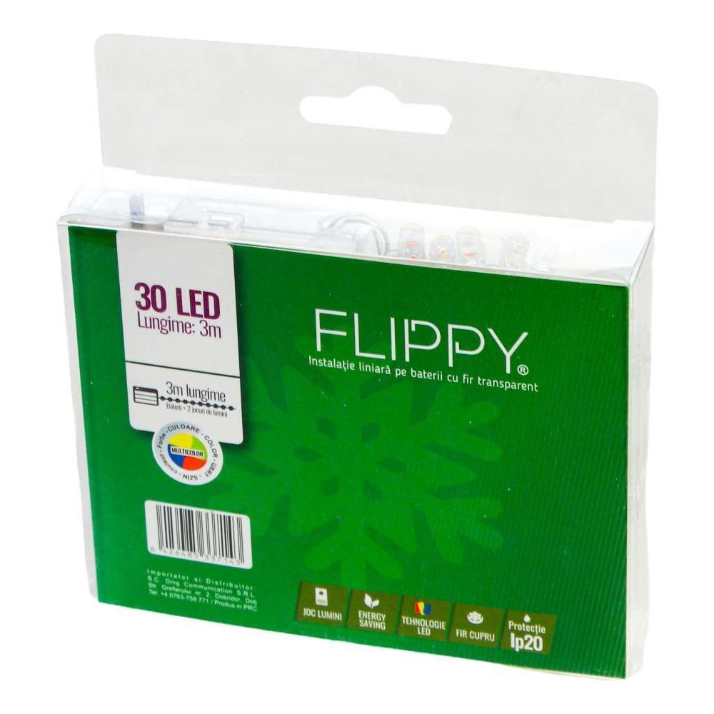 Instalatie de Craciun cu Baterii Tip Liniar, 2 jocuri de lumini, Fir Transparent 3 m 30 LED -uri, Multicolor - Image 4