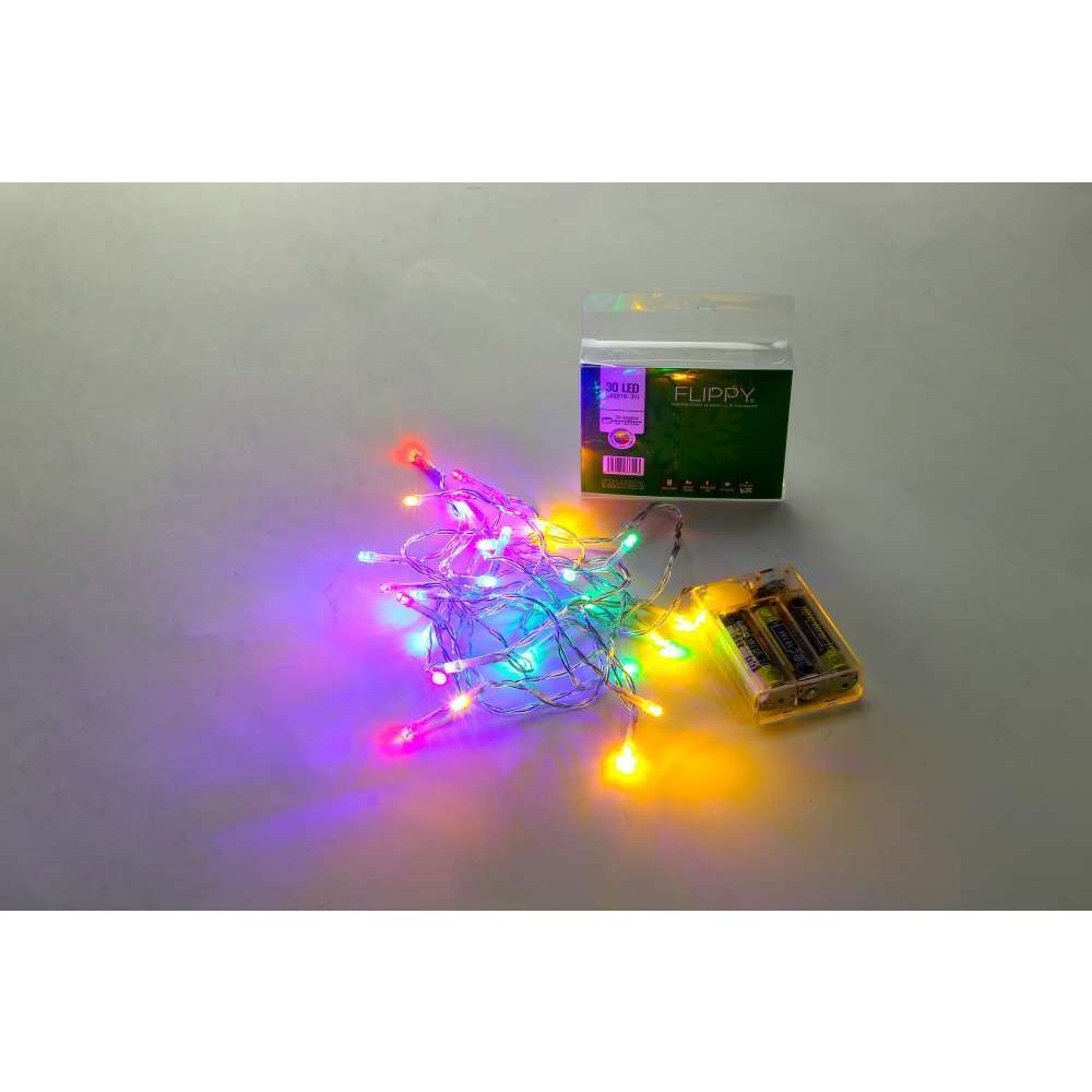 Instalatie de Craciun cu Baterii Tip Liniar, 2 jocuri de lumini, Fir Transparent 3 m 30 LED -uri, Multicolor - Image 5