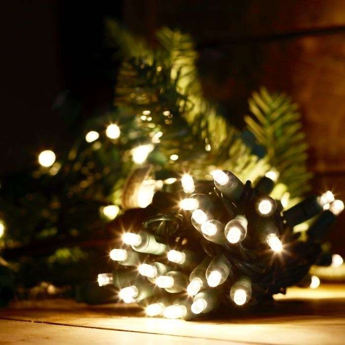 Instalatie de Craciun cu Baterii Tip Liniar, 2 jocuri de lumini, Fir Verde 1 m 10 LED -uri, Alb Cald - Image 2