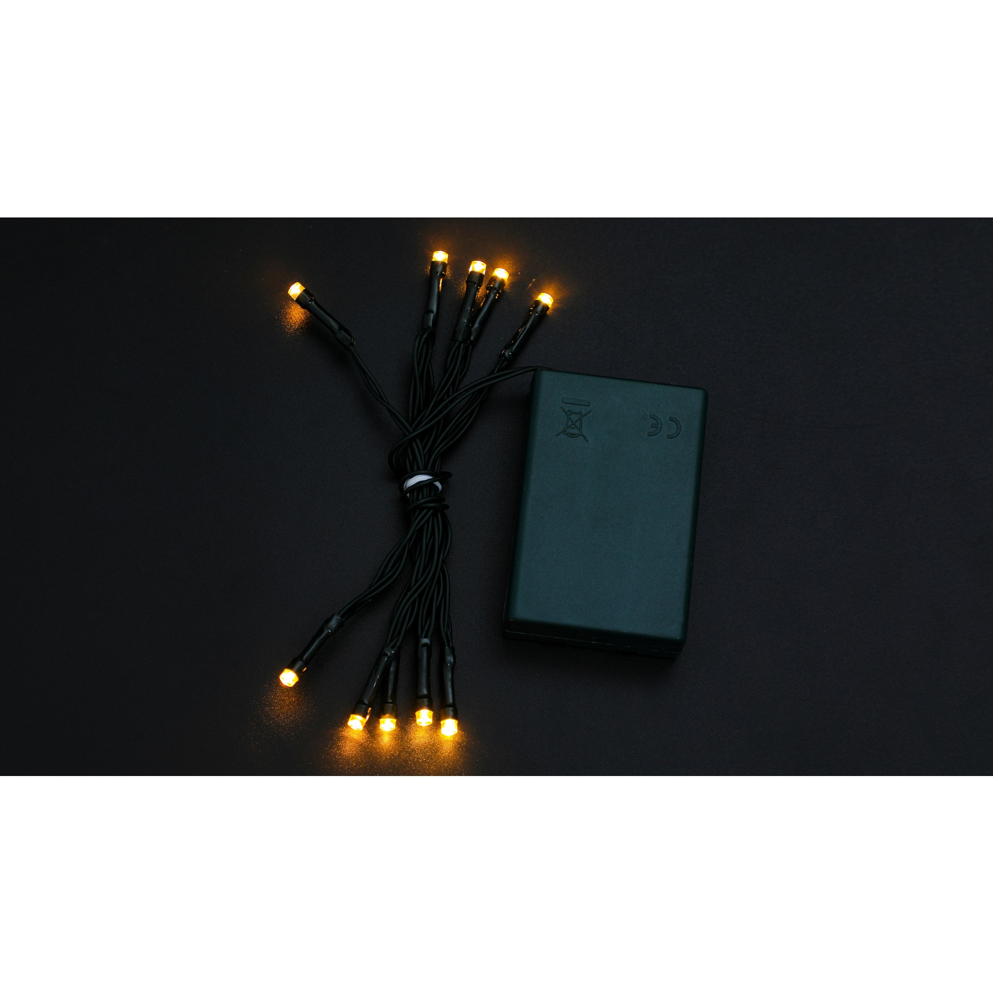 Instalatie de Craciun cu Baterii Tip Liniar, 2 jocuri de lumini, Fir Verde 1 m 10 LED -uri, Alb Cald - Image 7