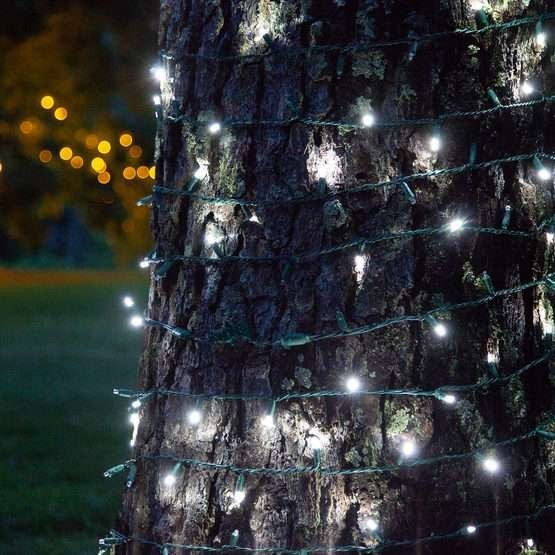 Instalatie de Craciun cu Baterii Tip Liniar, 2 jocuri de lumini, Fir Verde 3 m 30 LED -uri, Alb Rece - Image 2