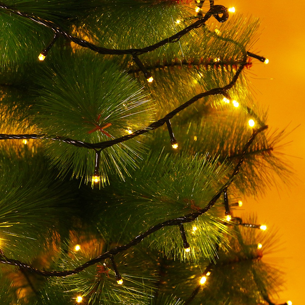 Instalatie de Craciun Flippy® Tip Liniara, Fir Negru, 24 m, 300 LED-uri, Interconectabila, Alb Cald - Image 2