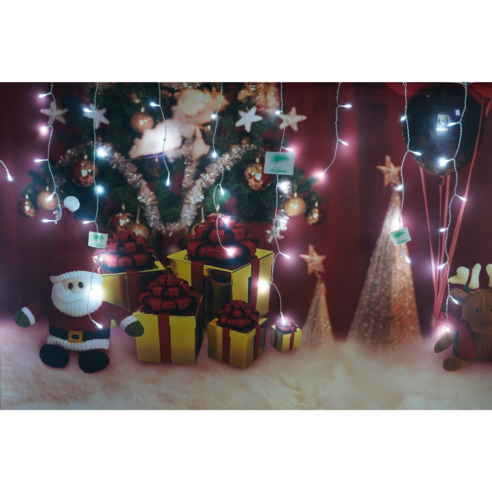 Instalatie de Craciun Flippy® Tip Turturi, 8 jocuri de lumini Sectiune 3 m, 96 LED-uri, Interconectabila, Fir Transparent, Alb Rece - Image 5