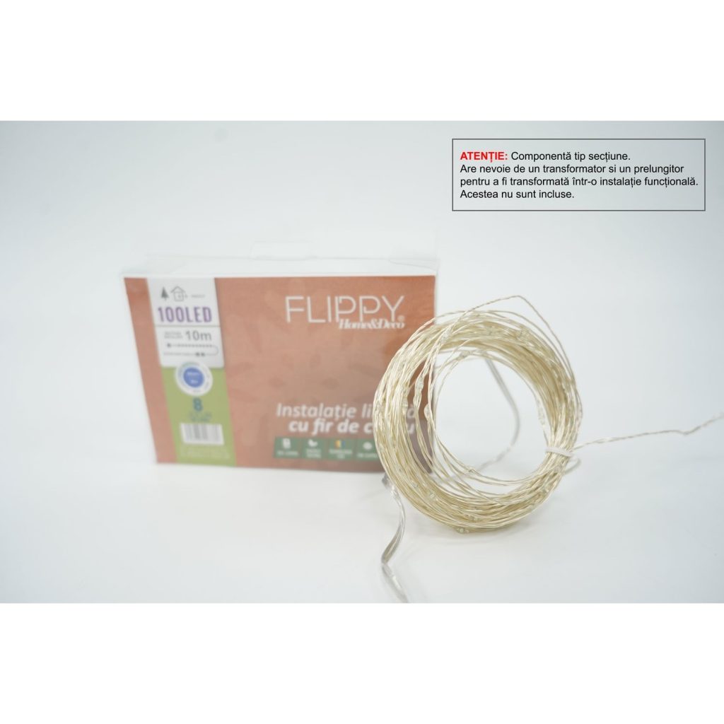 Instalatie de Craciun Tip Liniar, 8 jocuri de lumini, Fir Cupru, 10 m, 100 LED -uri, Albastru