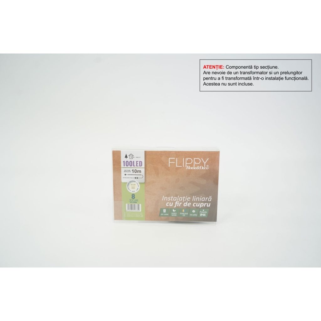 Componenta Instalatie de Craciun Tip Liniar, 8 jocuri de lumini, Fir Cupru, Sectiune 5 m, 50 LED -uri, Alb Cald