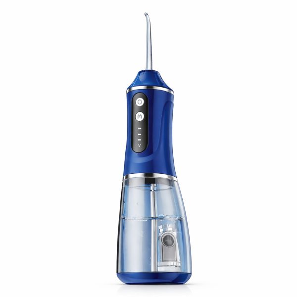 Irigator Bucal Electric, Flippy,  Portabil, Dus Bucal pentru Curatare, Indepartare Tartru, 4 Capete, 25 x 8 x 8 cm, Albastru