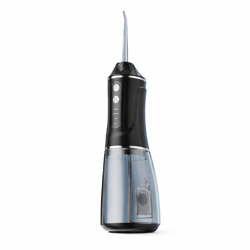 Irigator Bucal Electric, Flippy,  Portabil, Dus Bucal pentru Curatare, Indepartare Tartru, 4 Capete, 25 x 8 x 8 cm, Negru