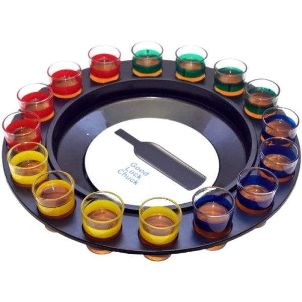 Joc de Societate "Adevar sau Provocare" Flippy, Ruleta cu 16 pahare de Shot din Sticla, pentru Petreceri, Distractie, Cadouri, Multicolor