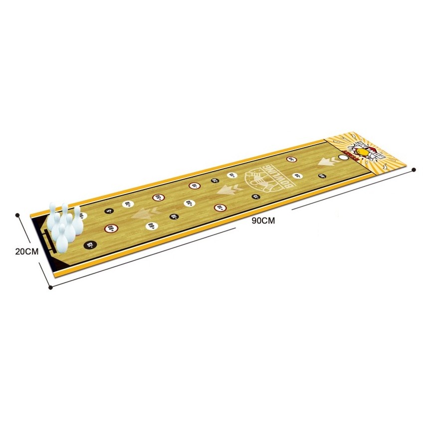 Joc Interactiv, Flippy, Covor de Bowling 90 x 20 cm, 1-4 Jucatori, +5 Ani, 6 Mingi Incluse, 6 Popice, Galben