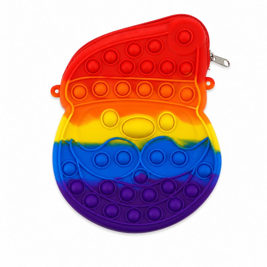 Jucarie antistres din silicon, Flippy, Geanta Pop It, Mos Craciun, Multicolor