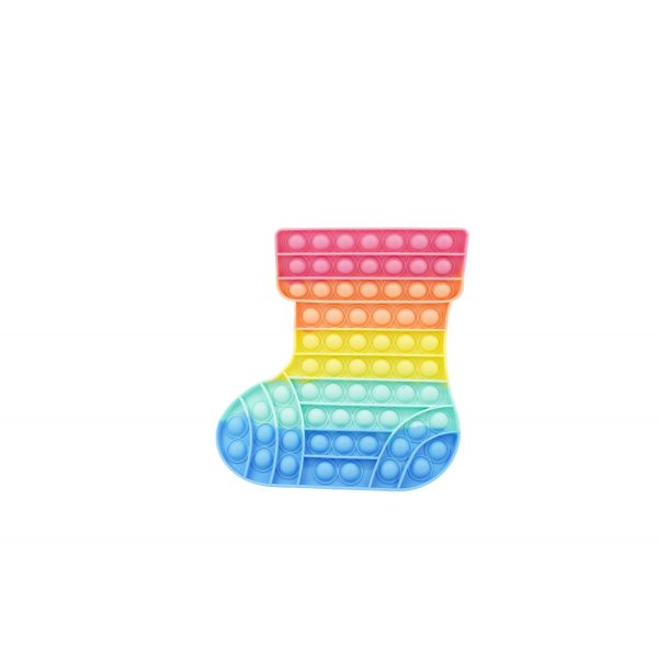 Jucarie antistres din silicon, Flippy, Pop It Now and Flip It, Ciorap Craciun, Multicolor