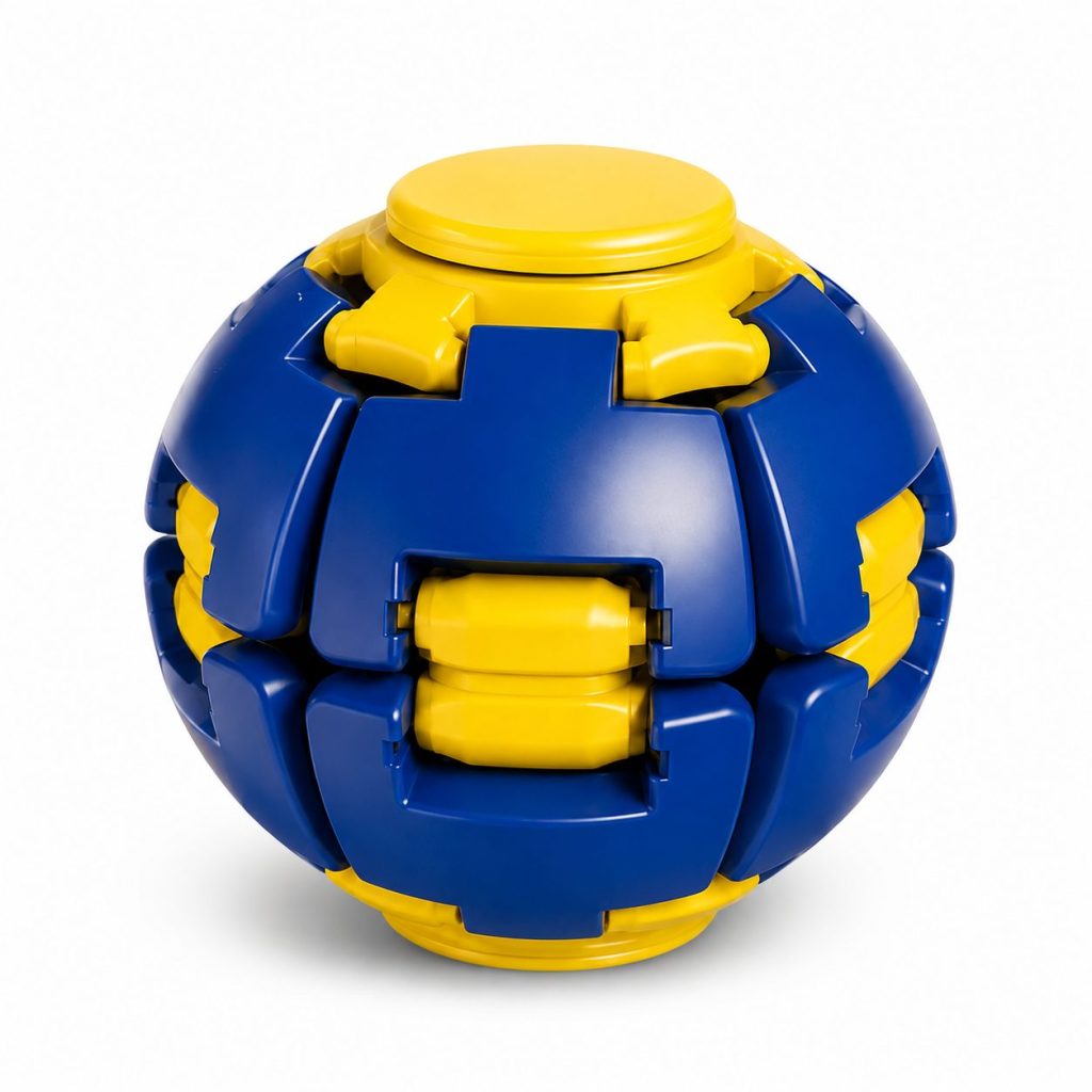 Jucarie Antistres Rotativa, Flippy, Model Minge Push and Spin, Rotire Manuala, Structura 3D Interactiva, Relaxare si Indemanare, 6.3 cm, Albastru