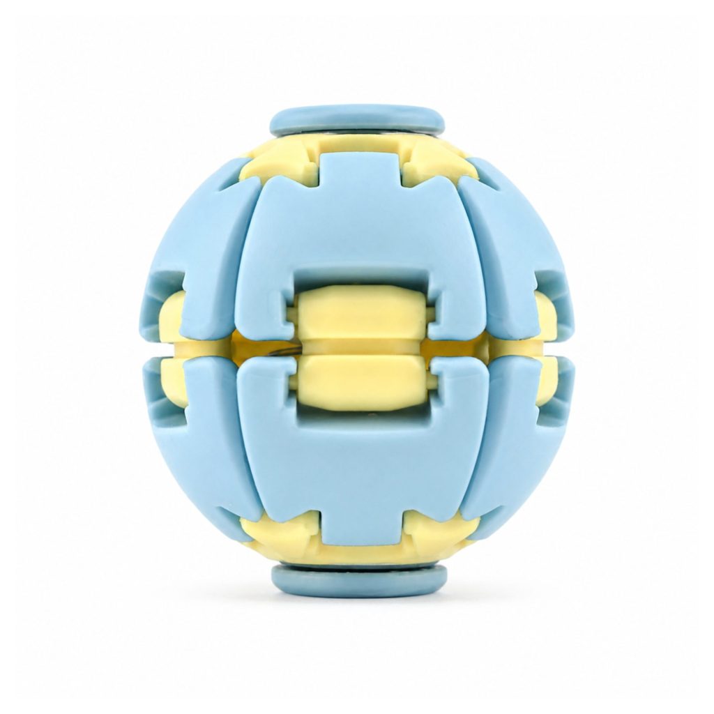 Jucarie Antistres Rotativa, Flippy, Model Minge Push and Spin, Rotire Manuala, Structura 3D Interactiva, Relaxare si Indemanare, 6.3 cm, Albastru dechis