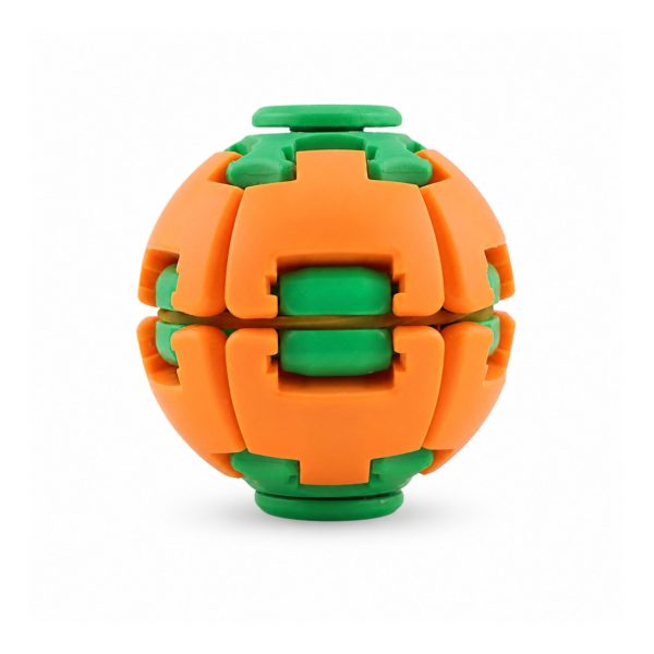 Jucarie Antistres Rotativa, Flippy, Model Minge Push and Spin, Rotire Manuala, Structura 3D Interactiva, Relaxare si Indemanare, 6.3 cm, Portocaliu/verde