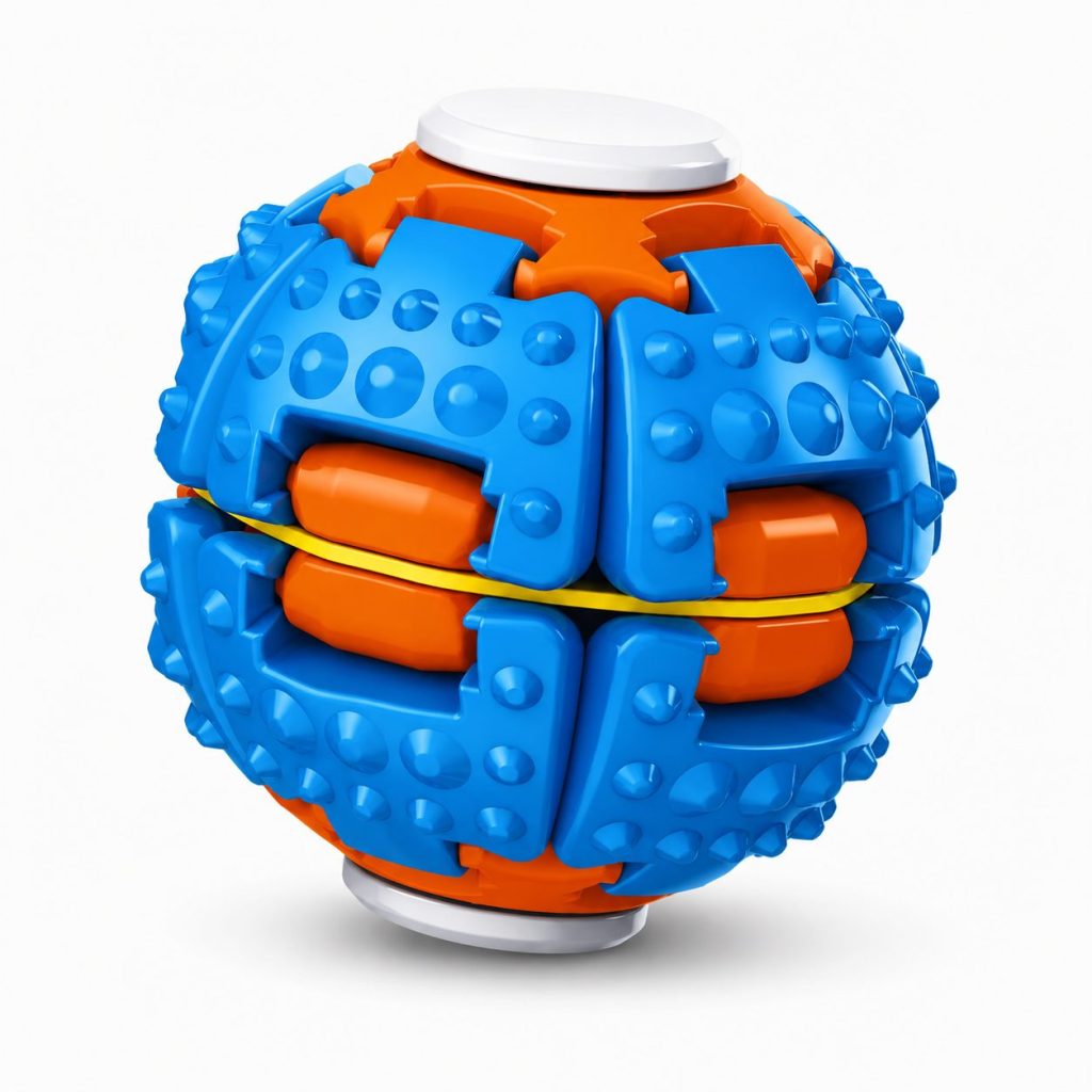 Jucarie Antistres Rotativa, Flippy, Model Minge Push and Spin, Rotire Manuala, Structura 3D Interactiva, Relaxare si Indemanare, 6.3 cm, Albastru