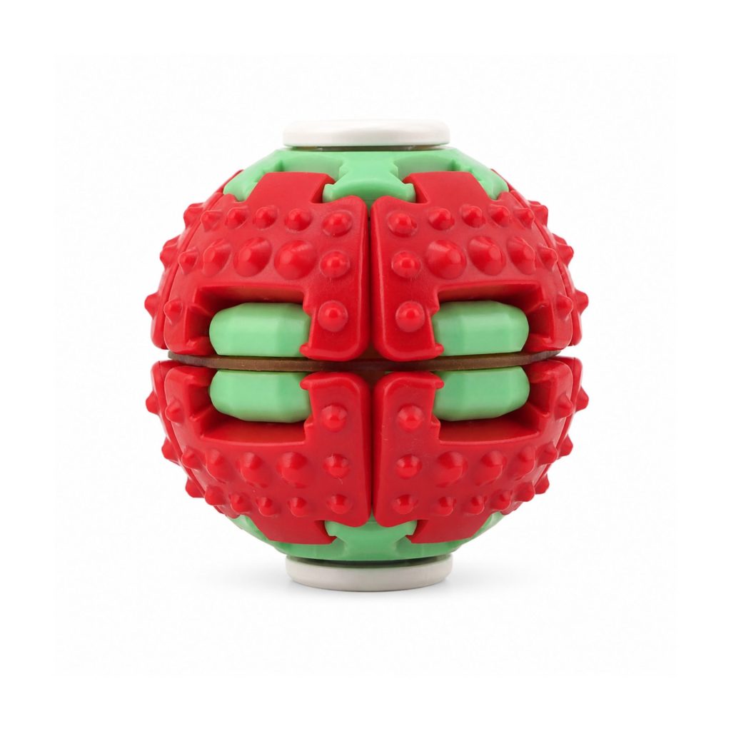 Jucarie Antistres Rotativa, Flippy, Model Minge Push and Spin, Rotire Manuala, Structura 3D Interactiva, Relaxare si Indemanare, 6.3 cm, Rosu