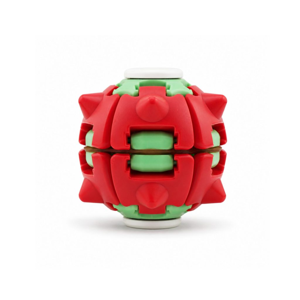 Jucarie Antistres Rotativa, Flippy, Model Minge Push and Spin, Rotire Manuala, Structura 3D Interactiva, Relaxare si Indemanare, 6.3 cm, Rosu si verde