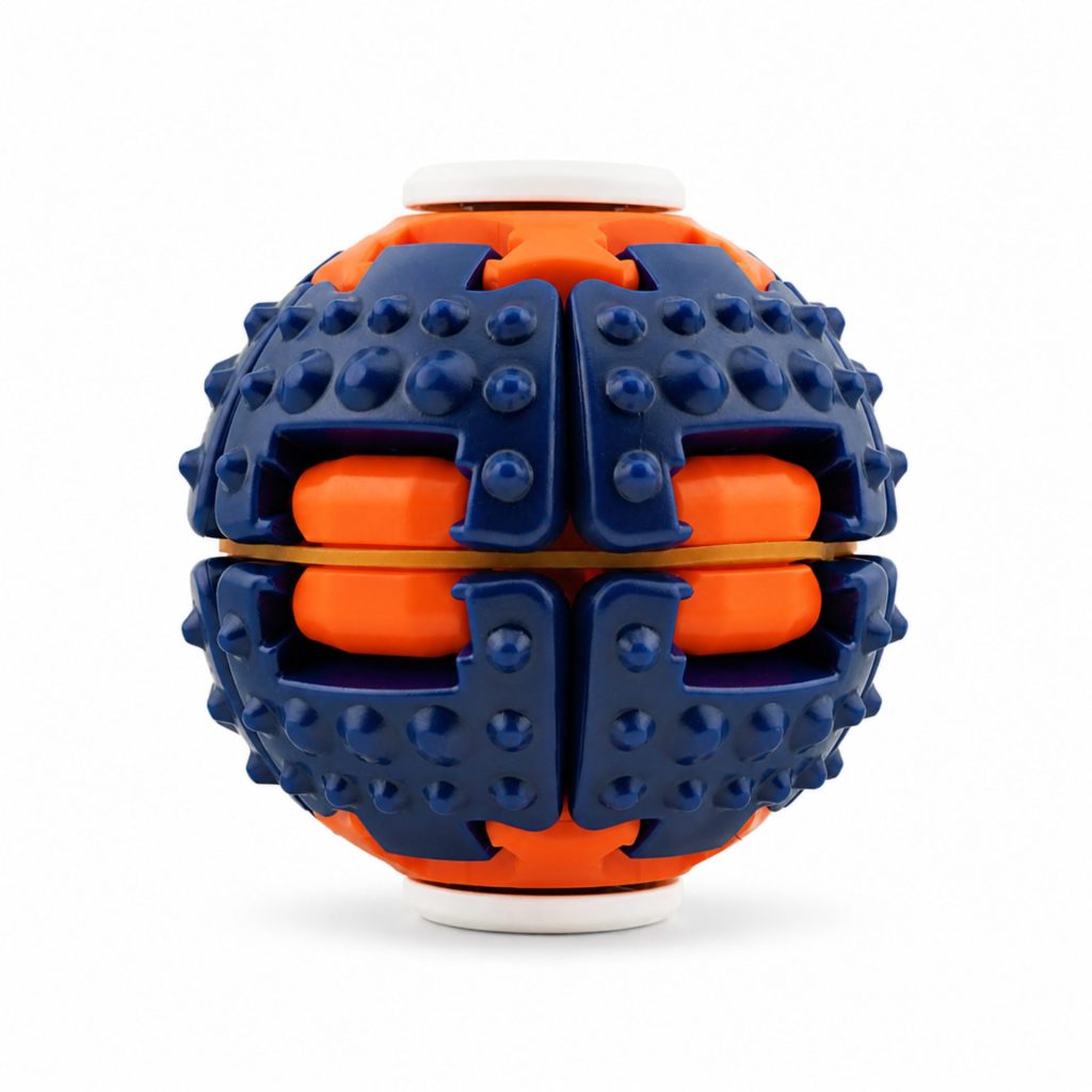 Jucarie Antistres Rotativa, Flippy, Model Minge Push and Spin, Rotire Manuala, Structura 3D Interactiva, Relaxare si Indemanare, 6.3 cm, Navy